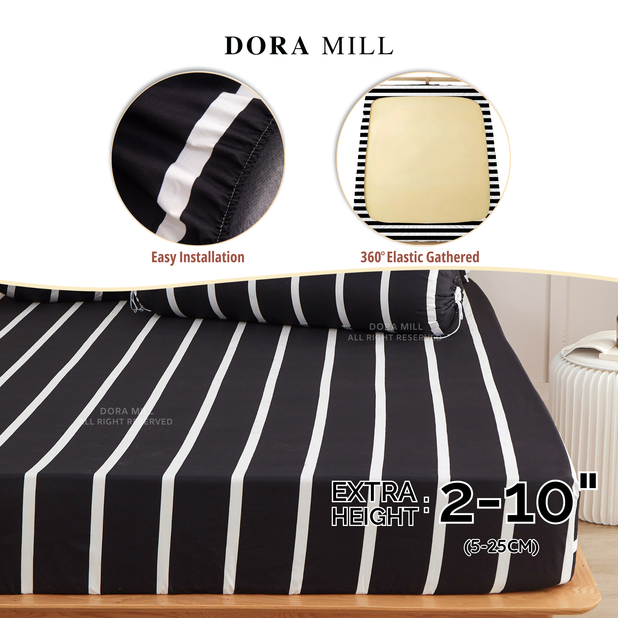 Dora Mill Classic Series Aloe Cotton Fitted Bedsheet with Pillow & Bolster Case #BBA
