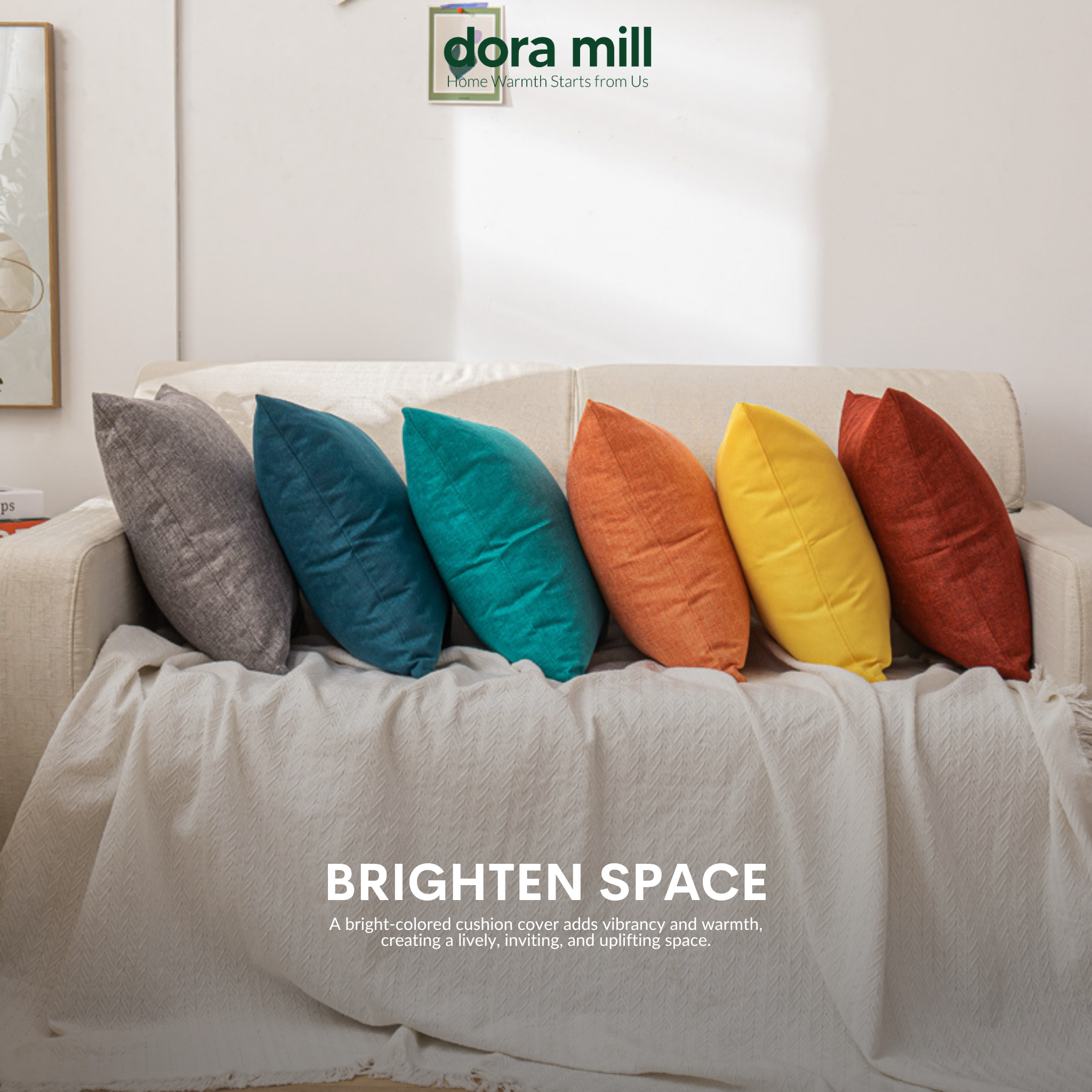 Plain Linen Cushion Cover for Sofa or Bed Soft Decorative Throw Pillow Case by Dora Mill #AZB