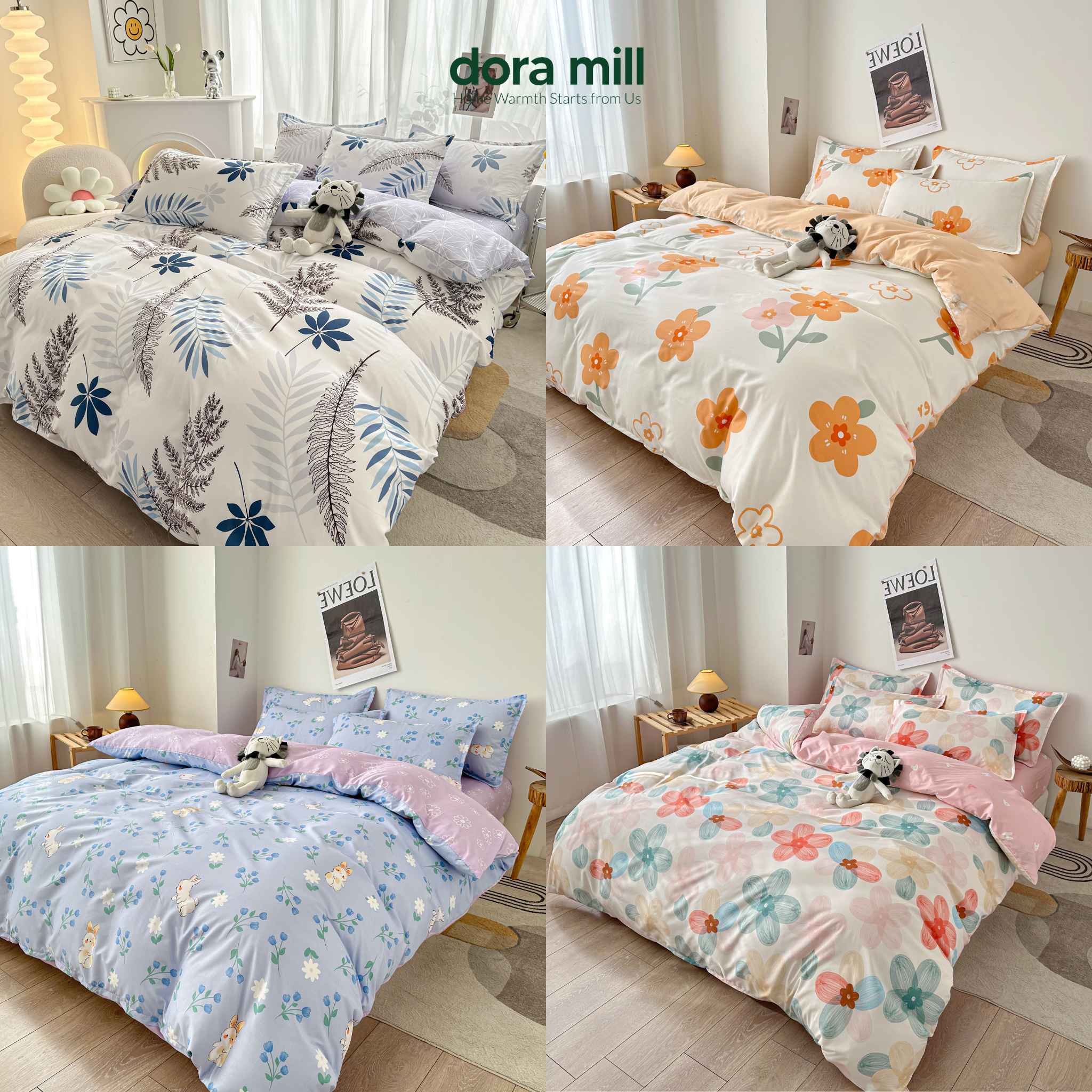 Dora Mill Combed Cotton Bedsheet w/Quilt Cover #A