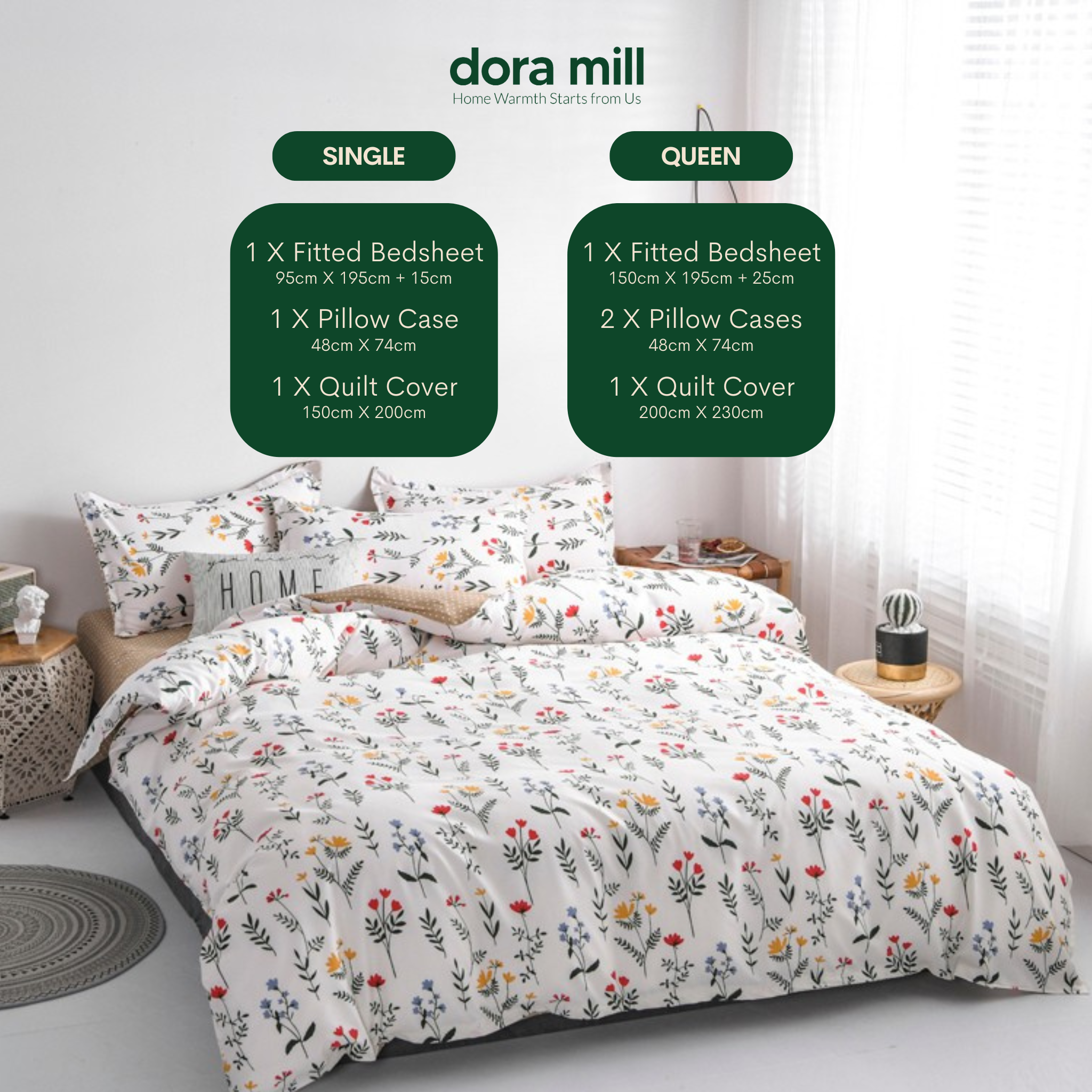 Dora Mill Combed Cotton Bedsheet w/Quilt Cover #A