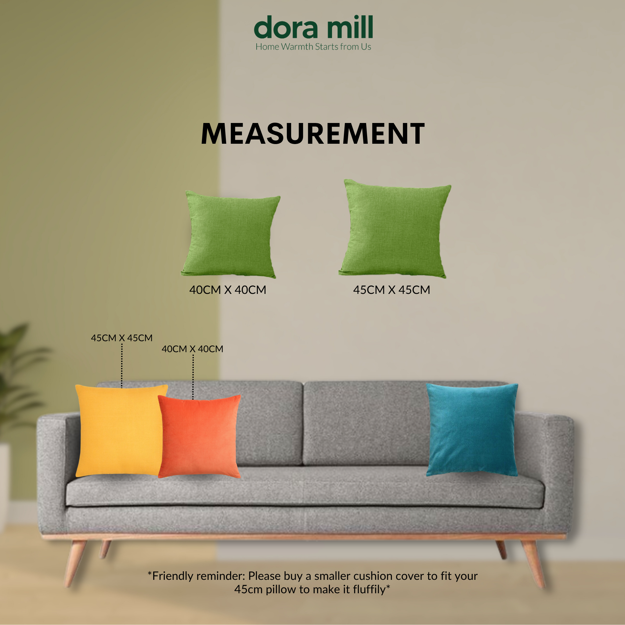 Plain Linen Cushion Cover for Sofa or Bed Soft Decorative Throw Pillow Case by Dora Mill #AZB