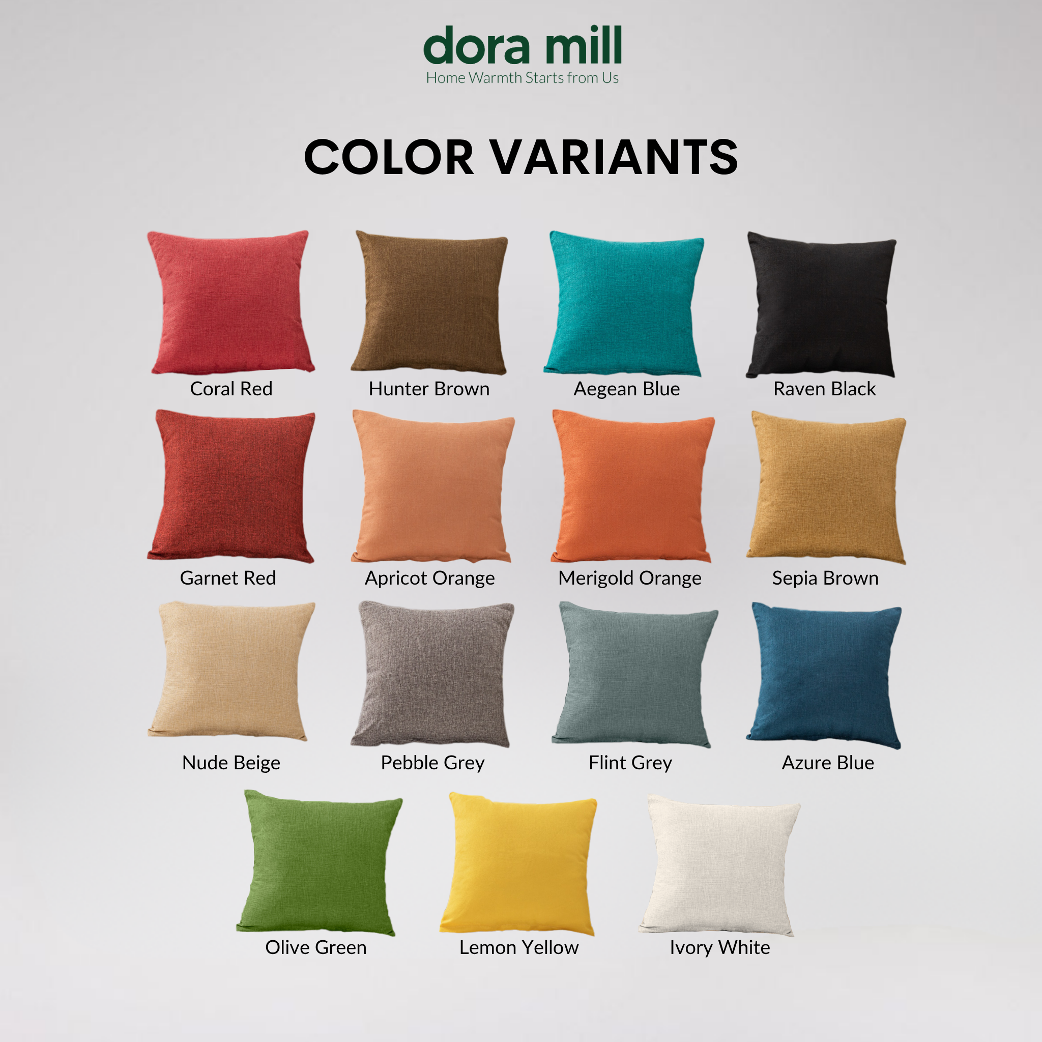Plain Linen Cushion Cover for Sofa or Bed Soft Decorative Throw Pillow Case by Dora Mill #AZB