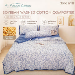 DORAMILL Premium AirWeave Washed Cotton Linen Feel  3in1Single/5in1 Queen King Comforter Bedsheet Set SoyBean Fiber #BBT