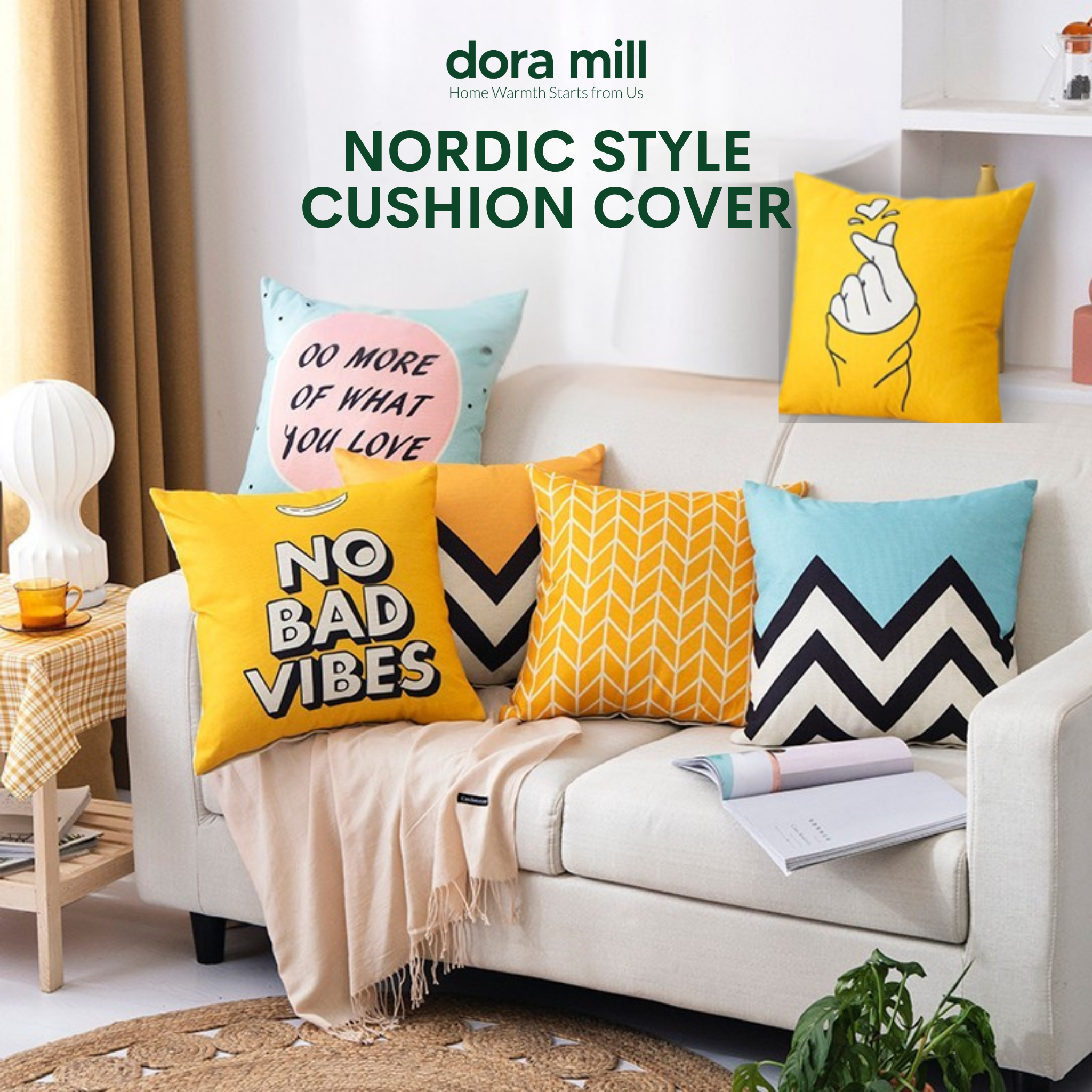 Dora Mill Home Series Linen Cotton Throw Pillow Case – Sofa Cushion Cover #AZC