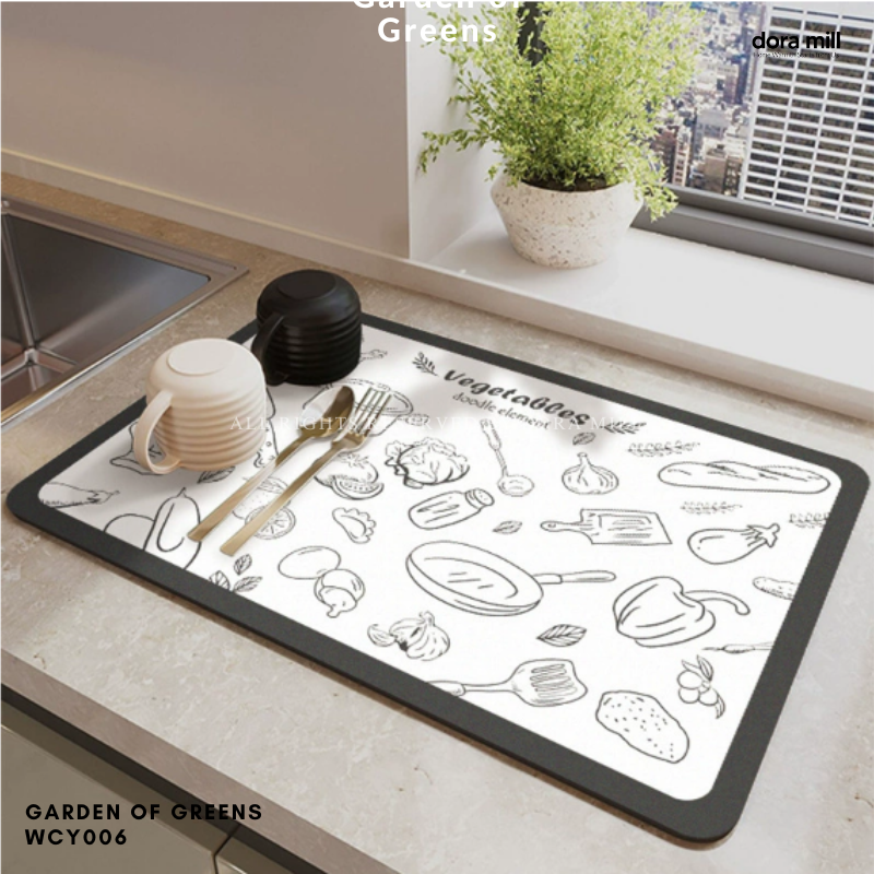 Dora Mill Non Slip Kitchen Diatom Mud Dish Drying Mat – Kitchen Countertop/Table Use #WCY