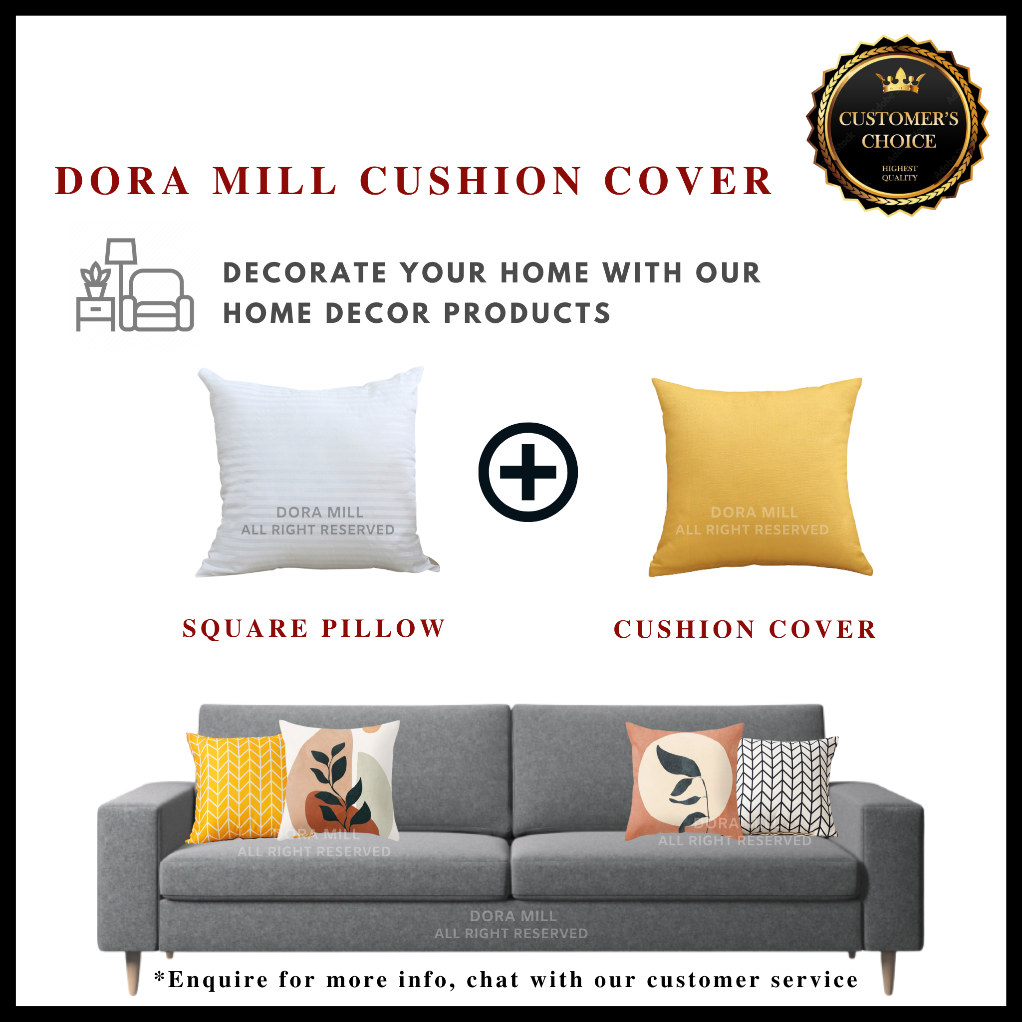 Dora Mill Home Series Linen Cotton Throw Pillow Case – Sofa Cushion Cover #AZC