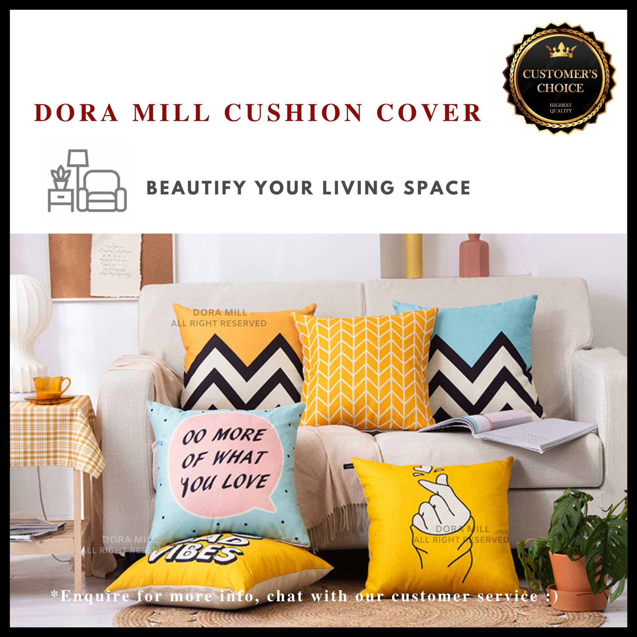 Dora Mill Home Series Linen Cotton Throw Pillow Case – Sofa Cushion Cover #AZC