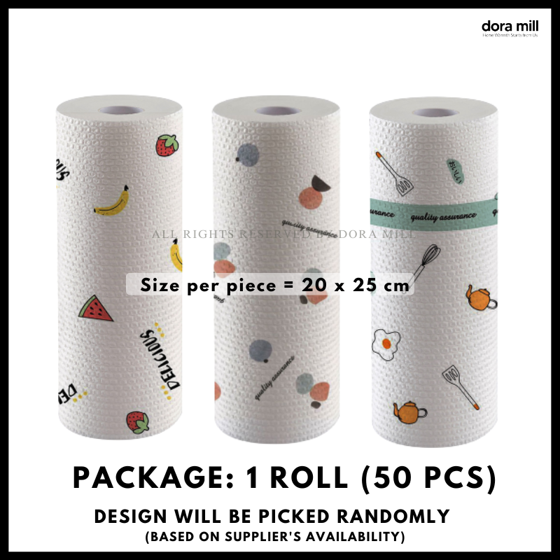 Gulungan Tuala Kertas Pinggan Piring Dapur Dora Mill – Gulungan Pembersih Pelbagai Guna #WCC