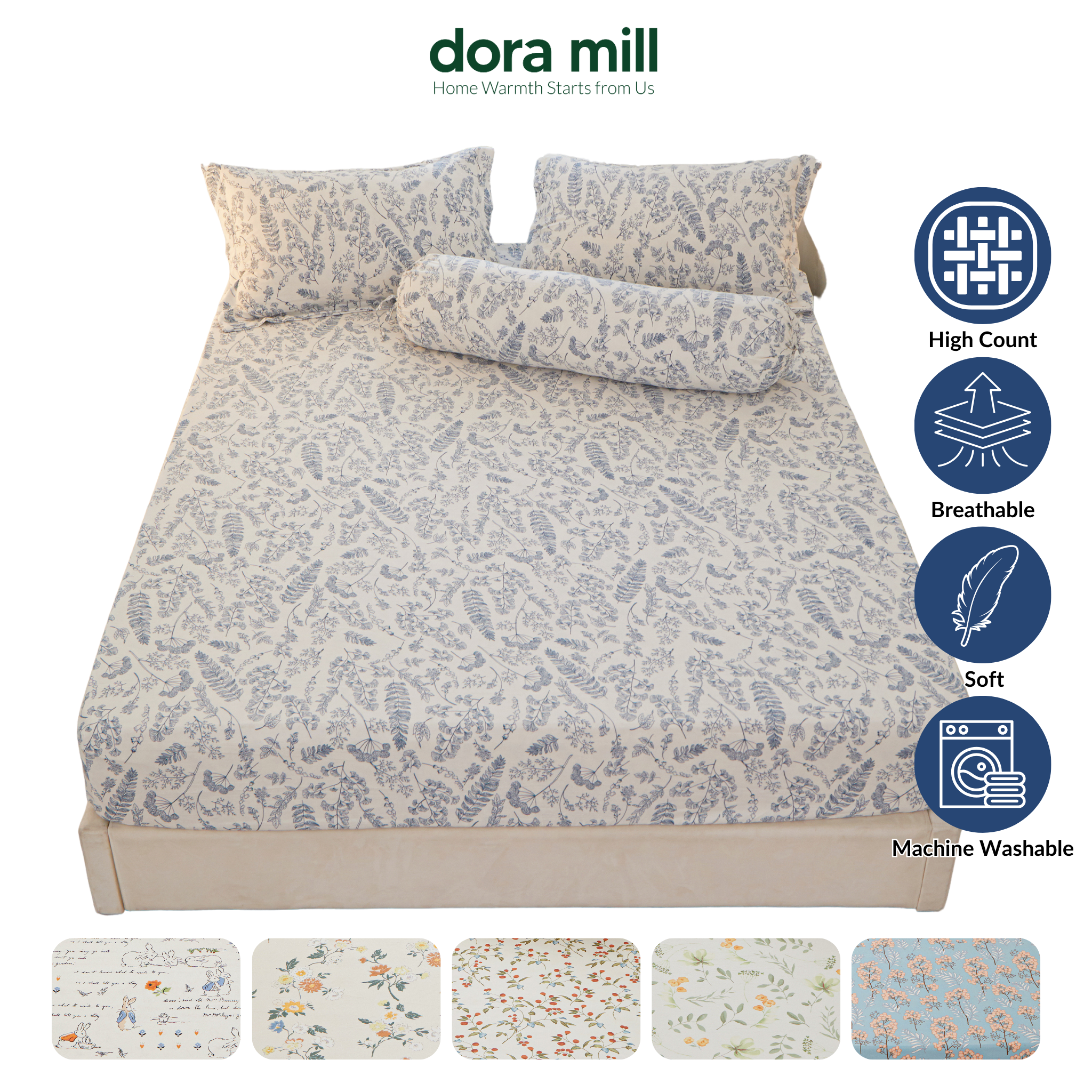 Washed Cotton Linen Pillowcase Bolster Case and Fitted Bedsheet Sold Separately by Dora Mill #DAS