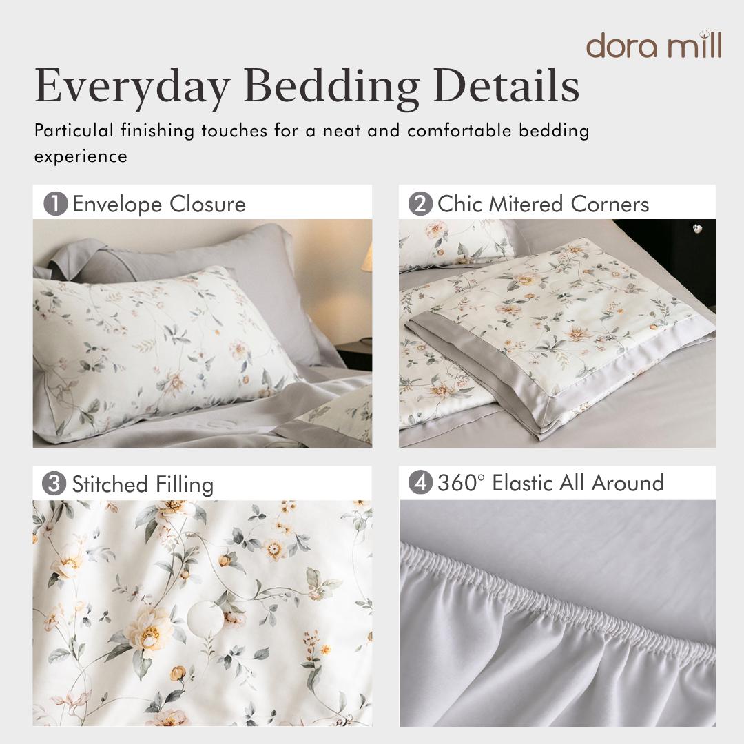 DORAMILL 100% Tencel Lyocell Comforter Fitted Bedsheet Set #BSB