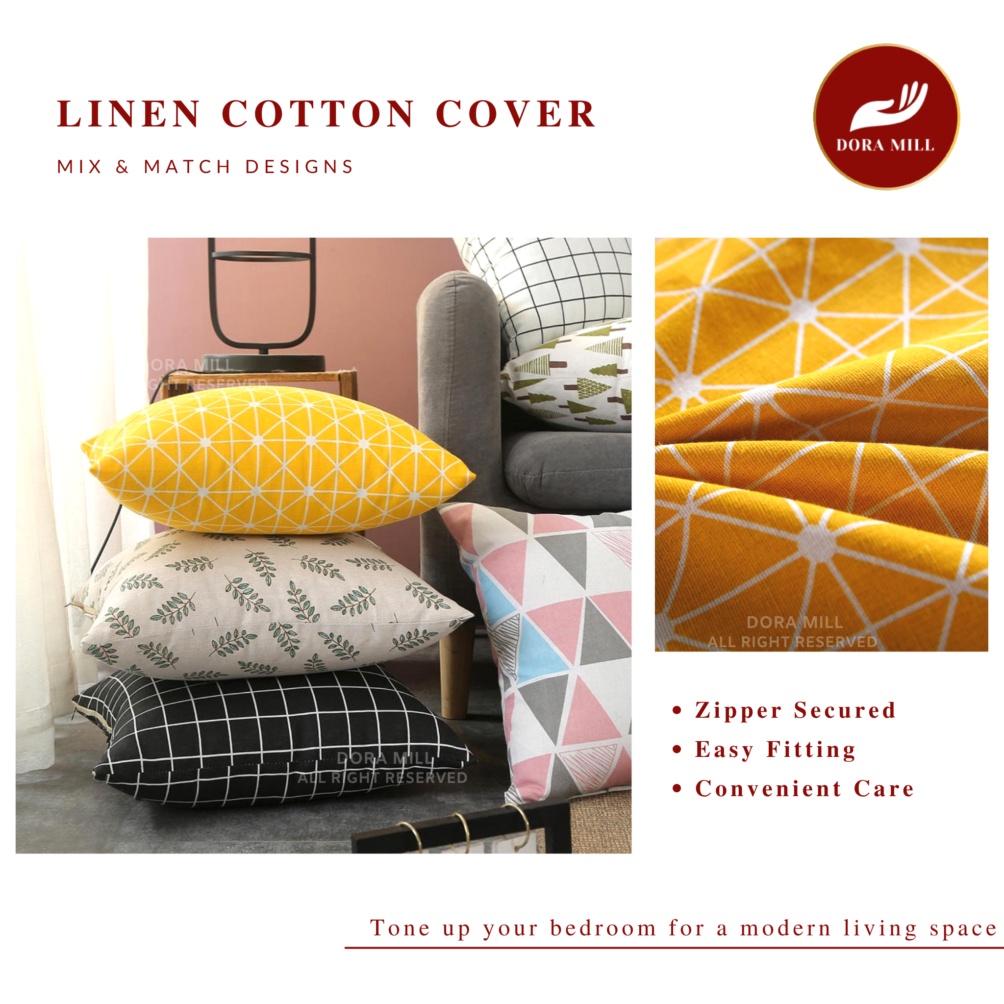 Dora Mill Classic Series Linen Cotton Throw Pillow Case – Sofa Cushion Cover #AZA