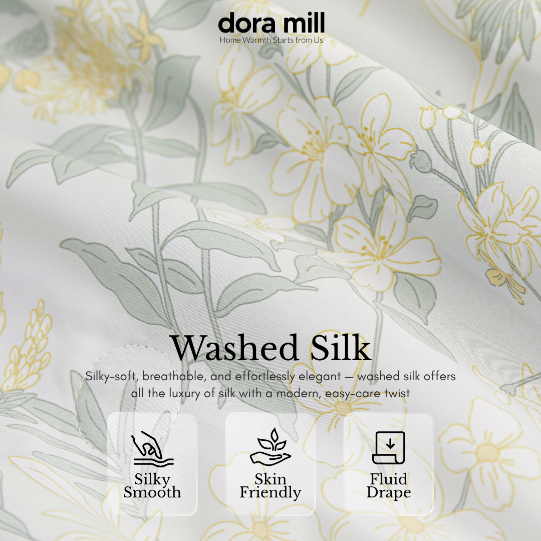 Dora Mill Washed Ice Silk Comforter Bedsheet Set - Queen/King #BSL