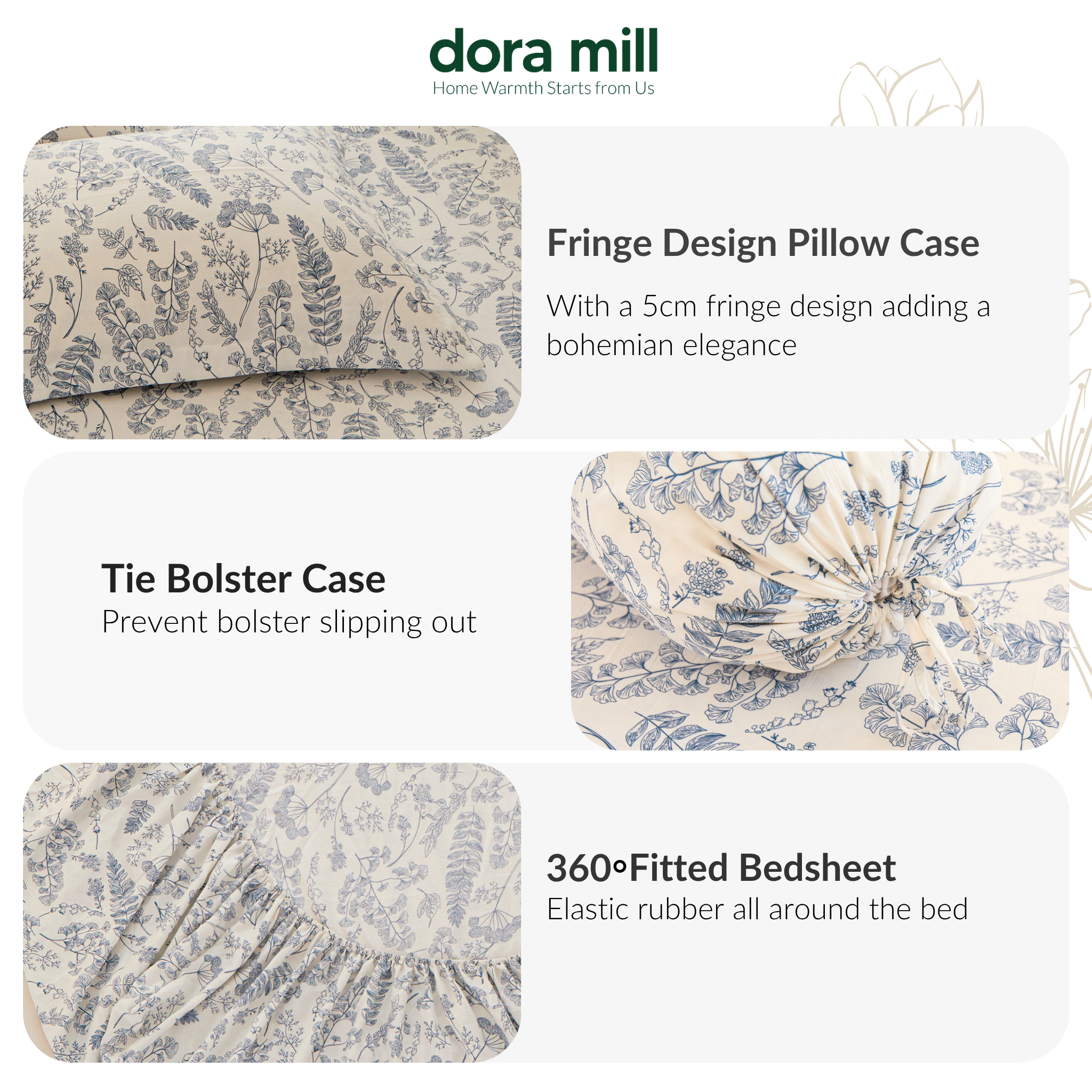 Washed Cotton Linen Pillowcase Bolster Case and Fitted Bedsheet Sold Separately by Dora Mill #DAS