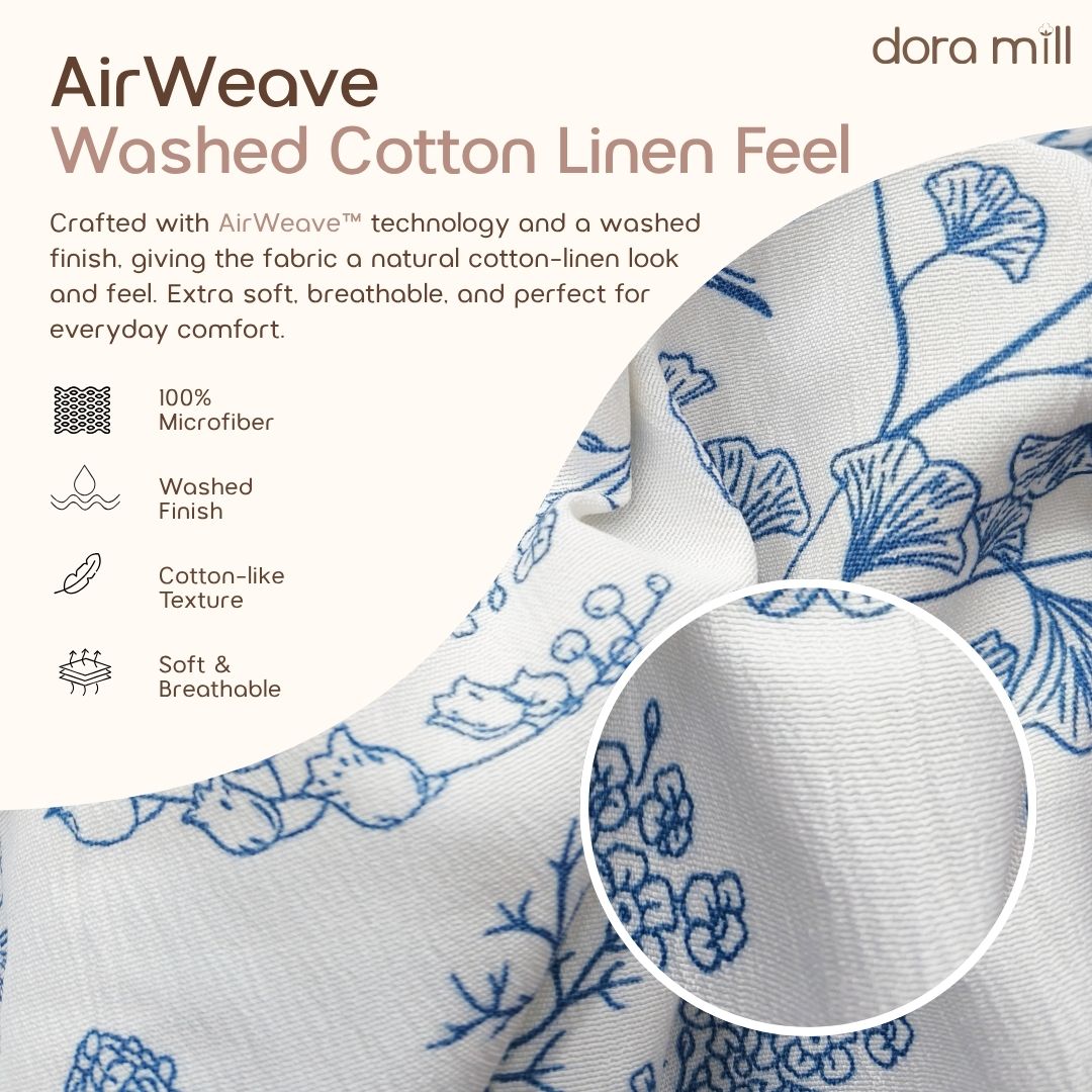 DORAMILL Premium AirWeave Washed Cotton Linen Feel  3in1Single/5in1 Queen King Comforter Bedsheet Set SoyBean Fiber #BBT