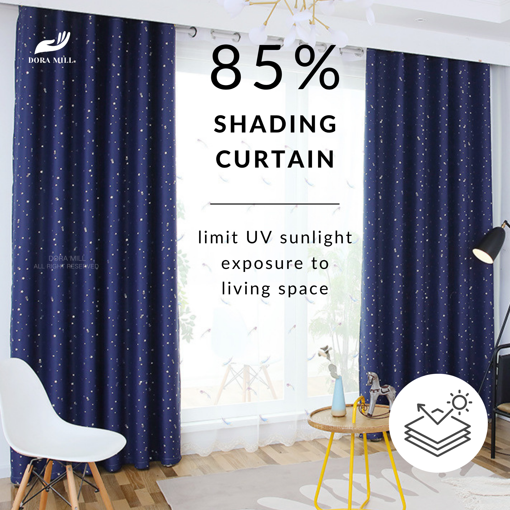 85% Light Blocking Curtains 2in1 Installation with Rod Pocket and Hook Design for Bedroom or Living Room by Dora Mill #RCY