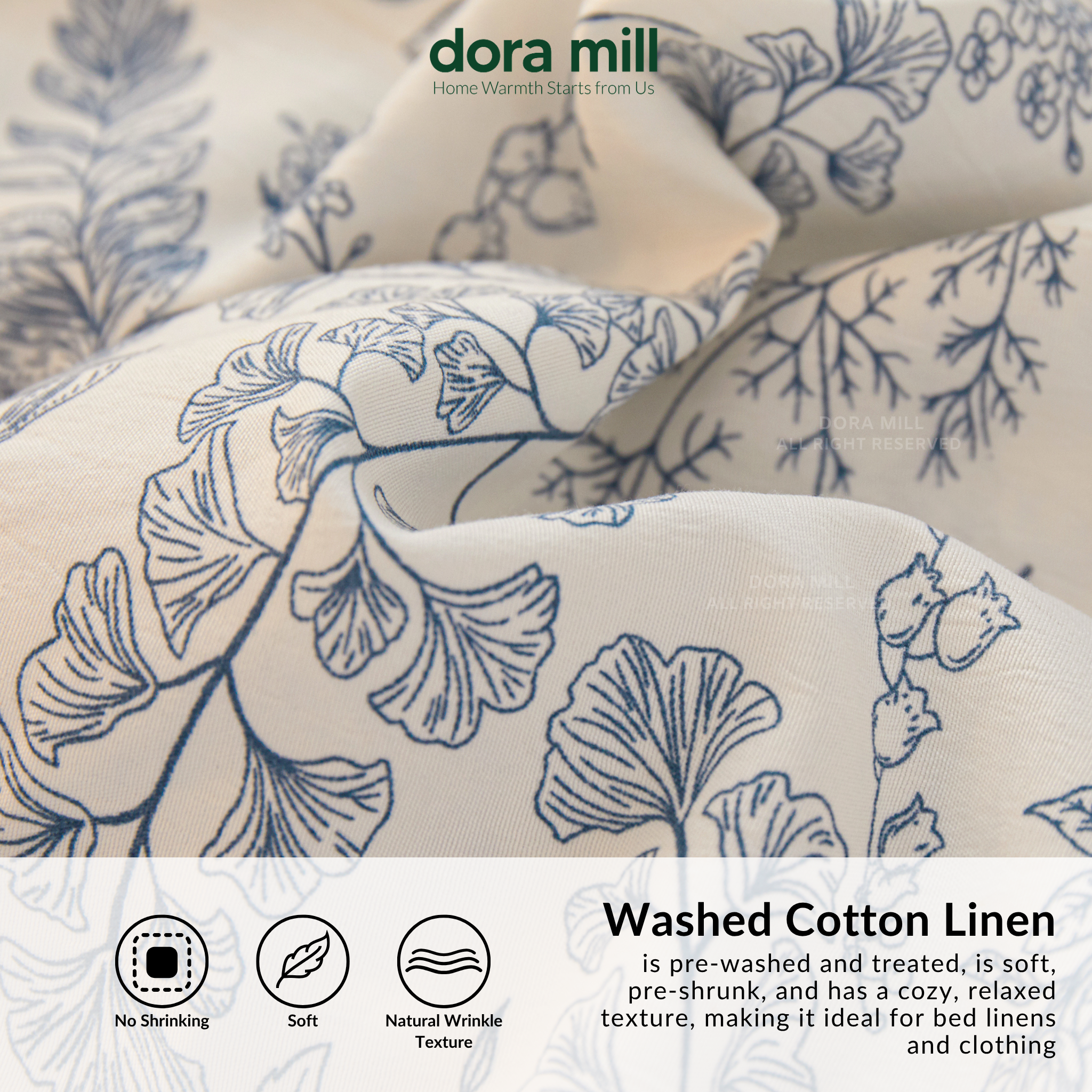 Washed Cotton Linen Pillowcase Bolster Case and Fitted Bedsheet Sold Separately by Dora Mill #DAS