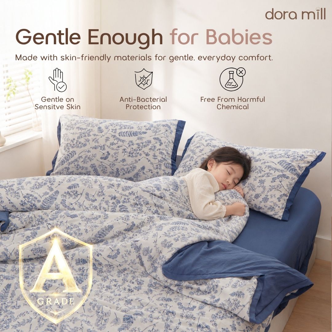 DORAMILL Premium AirWeave Washed Cotton Linen Feel  3in1Single/5in1 Queen King Comforter Bedsheet Set SoyBean Fiber #BBT