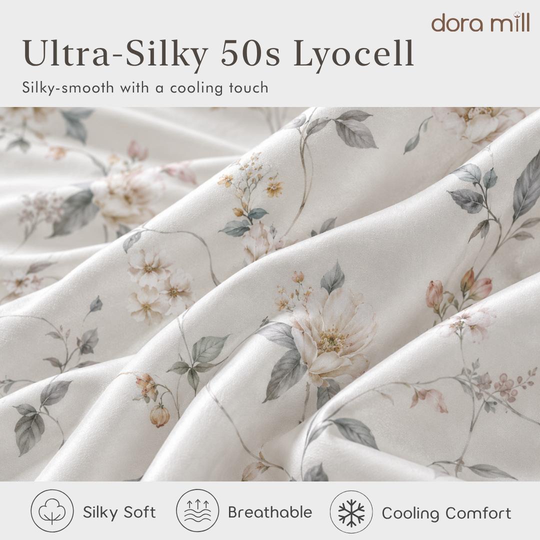DORAMILL 100% Tencel Lyocell Comforter Fitted Bedsheet Set #BSB