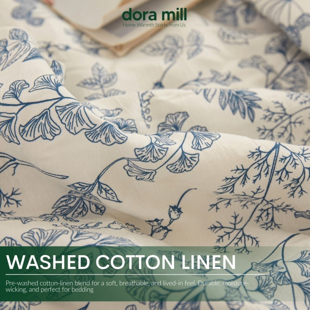 Washed Cotton Linen Summer Comforter 5in1 Bedsheet Set by Dora Mill #BBT