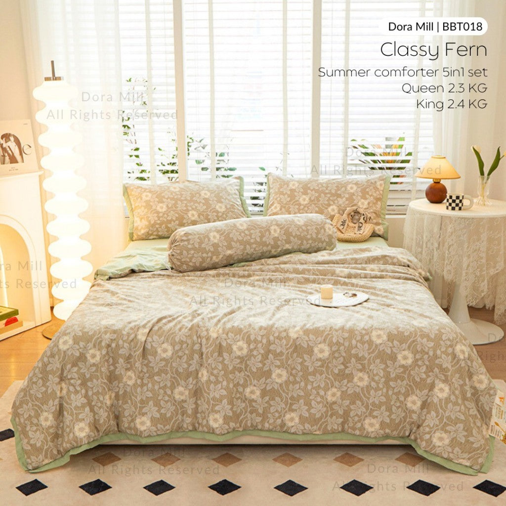 Washed Cotton Linen Summer Comforter 5in1 Bedsheet Set by Dora Mill #BBT