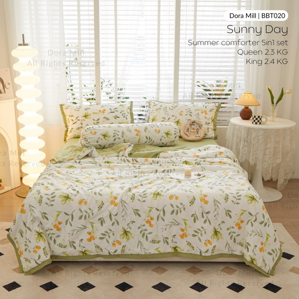 Washed Cotton Linen Summer Comforter 5in1 Bedsheet Set by Dora Mill #BBT