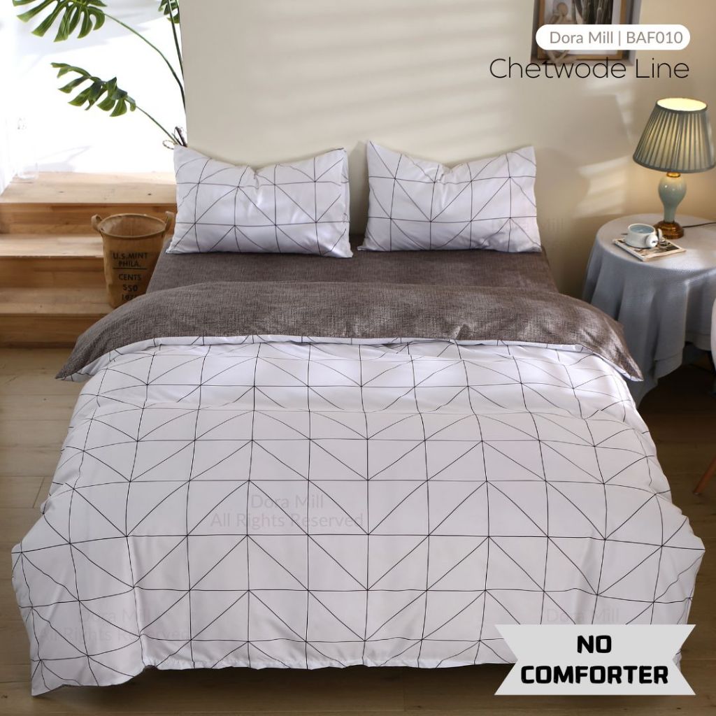 Cadar Katil Kapas Sikat Dora Mill dengan Sarung Quilt - Super Single/Queen/King