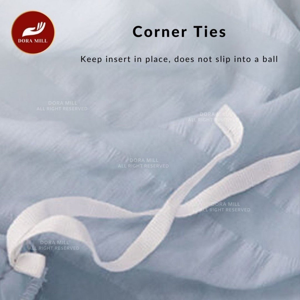 Dora Mill Seersucker Bed Skirt  Bedsheet w/Quilt Cover - Queen/King #BJA