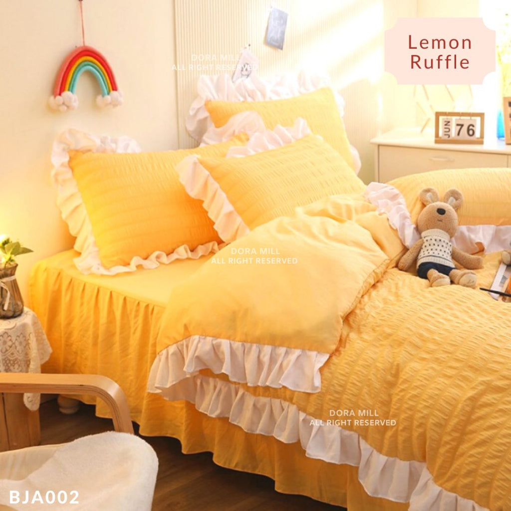 Dora Mill Seersucker Bed Skirt  Bedsheet w/Quilt Cover - Queen/King #BJA