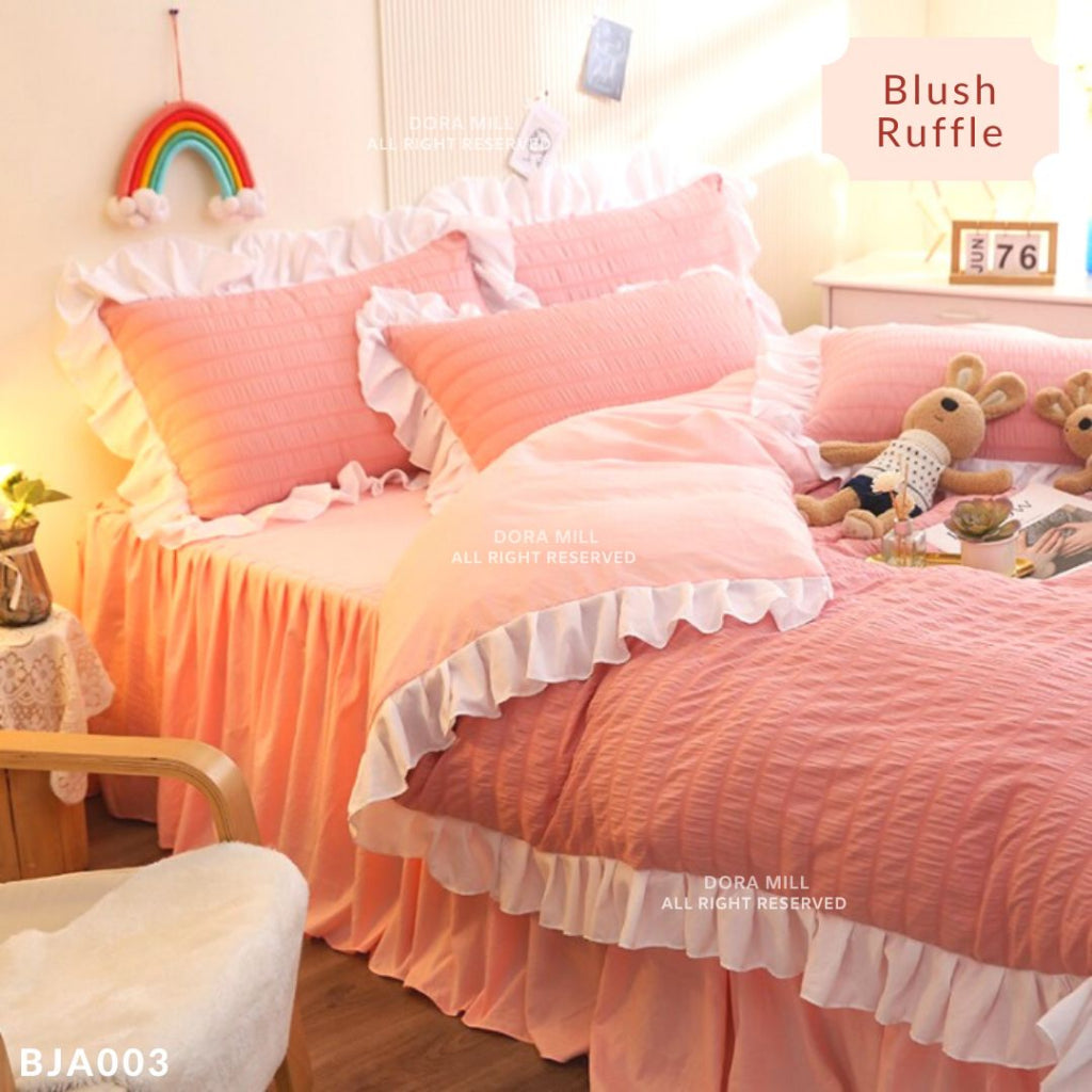 Dora Mill Seersucker Bed Skirt  Bedsheet w/Quilt Cover - Queen/King #BJA