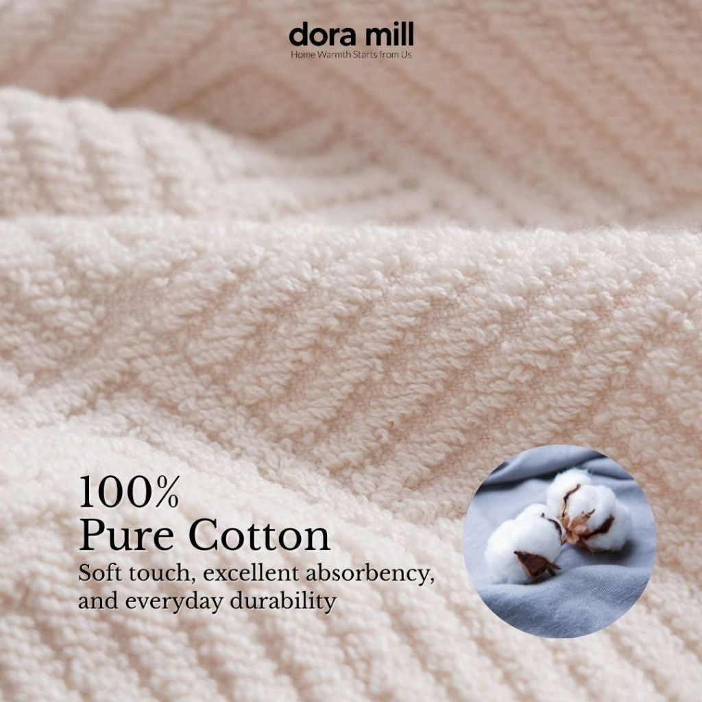Dora Mill Plain Color Pure Cotton Towel - Bath Towel/Face Towel #WTL