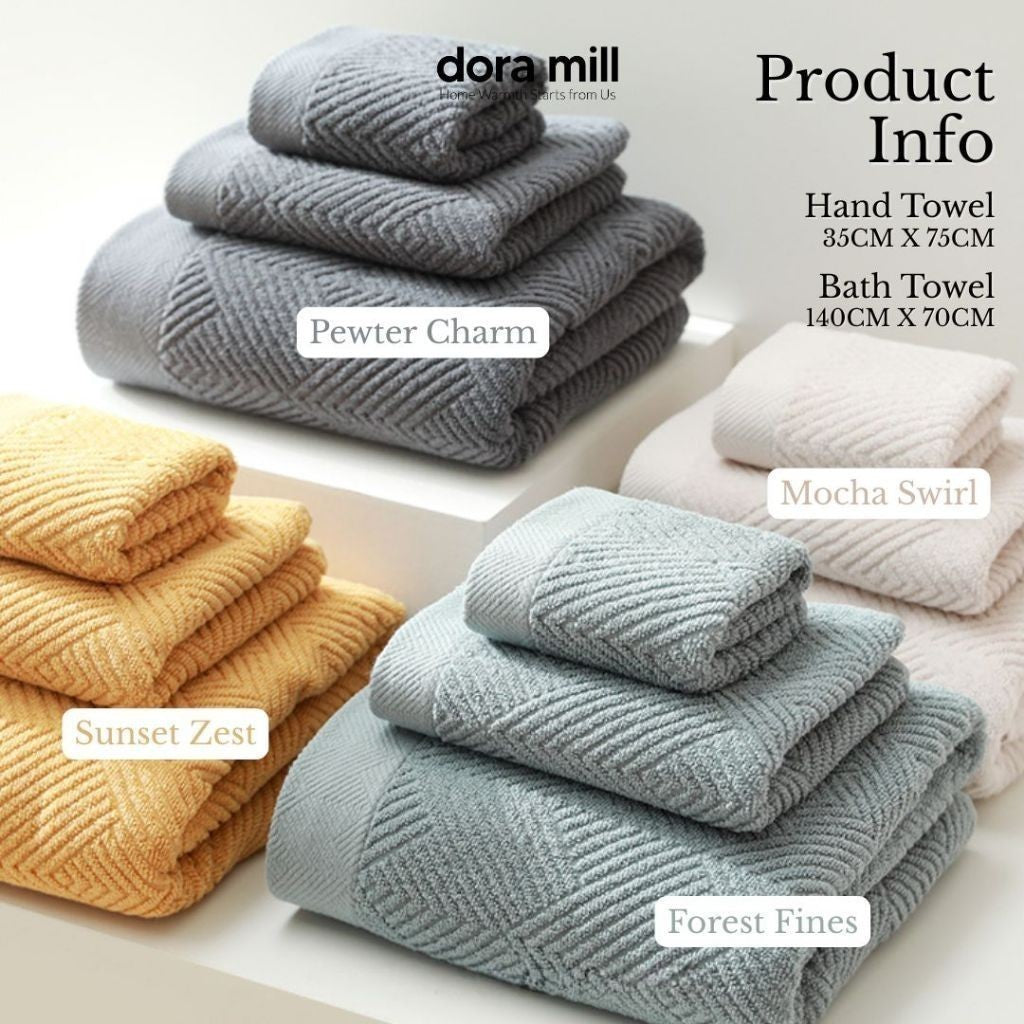 Dora Mill Plain Color Pure Cotton Towel - Bath Towel/Face Towel #WTL