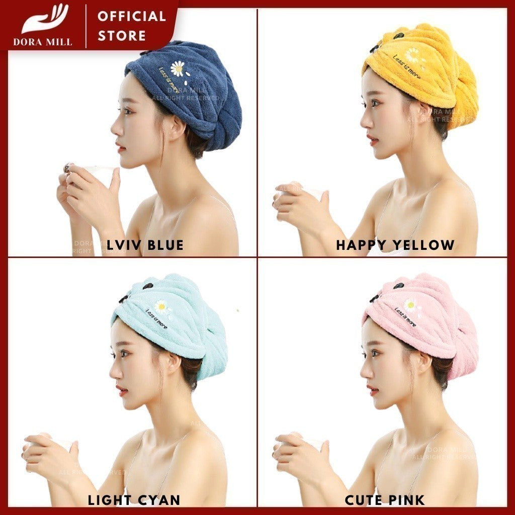 Tuala Rambut Balut Microfiber Gaya Dora Mill – Penyerap Kuat &amp; Pengeringan Pantas Tuala Pancuran Mandi #WTJ