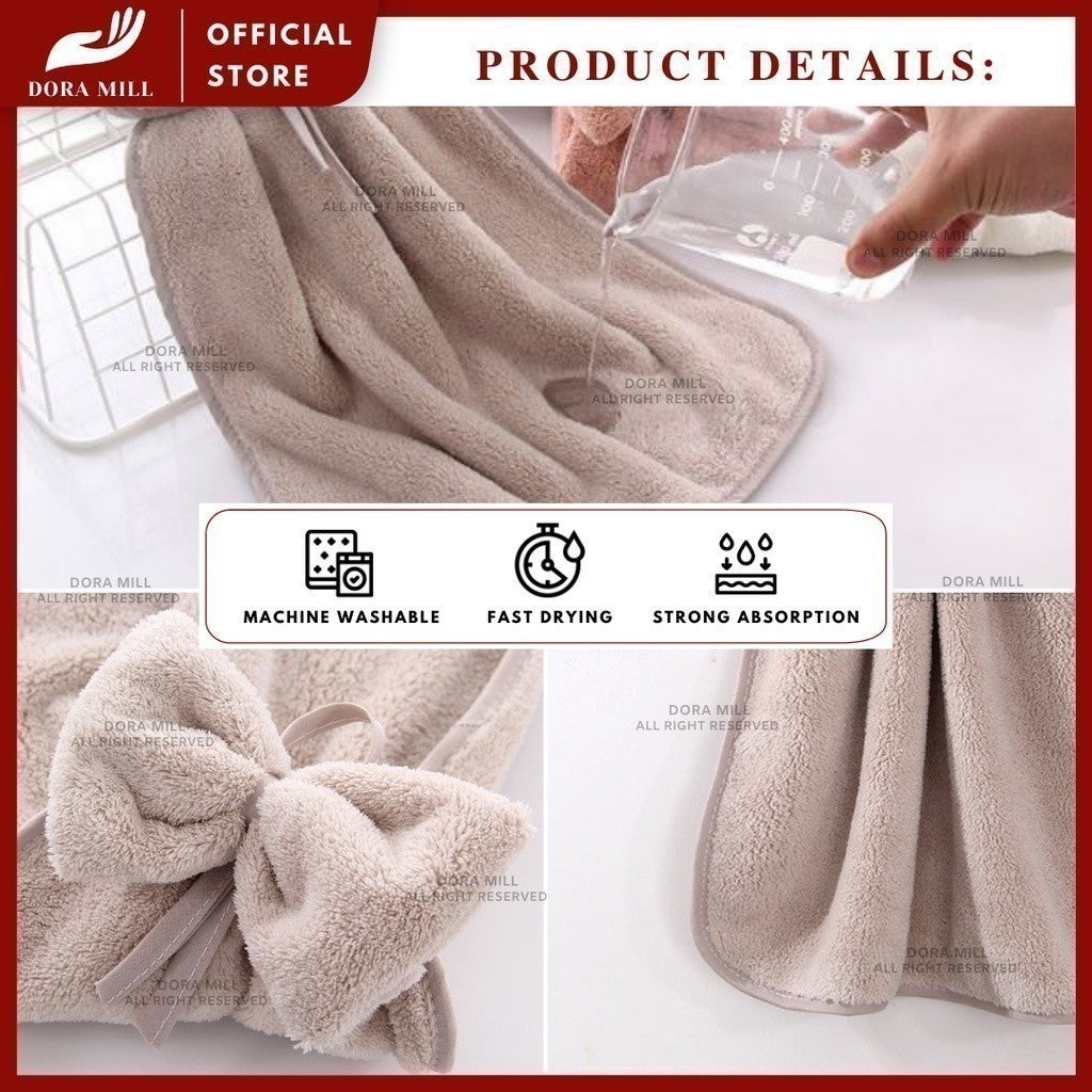 Dora Mill Dapur/Bilik Air Reben Tuala Tangan Bulu Karang – Rekaan Gantung Dinding/Serap Air Kuat &amp; Cepat Kering #WCD