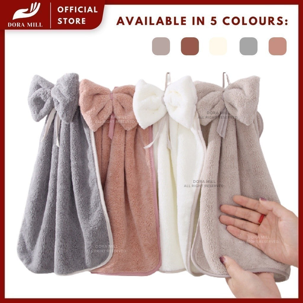 Dora Mill Dapur/Bilik Air Reben Tuala Tangan Bulu Karang – Rekaan Gantung Dinding/Serap Air Kuat &amp; Cepat Kering #WCD