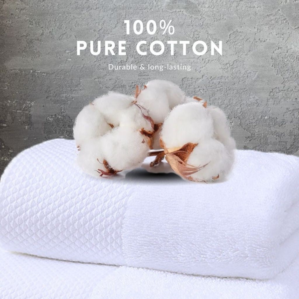 Dora Mill 100% Cotton Plain White Hotel Towel – Bath Towel / Face Towel #WTE