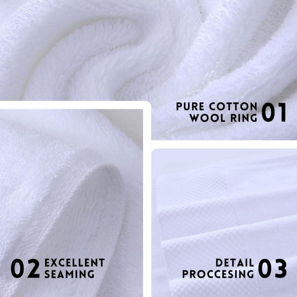 Dora Mill 100% Cotton Plain White Hotel Towel – Bath Towel / Face Towel #WTE