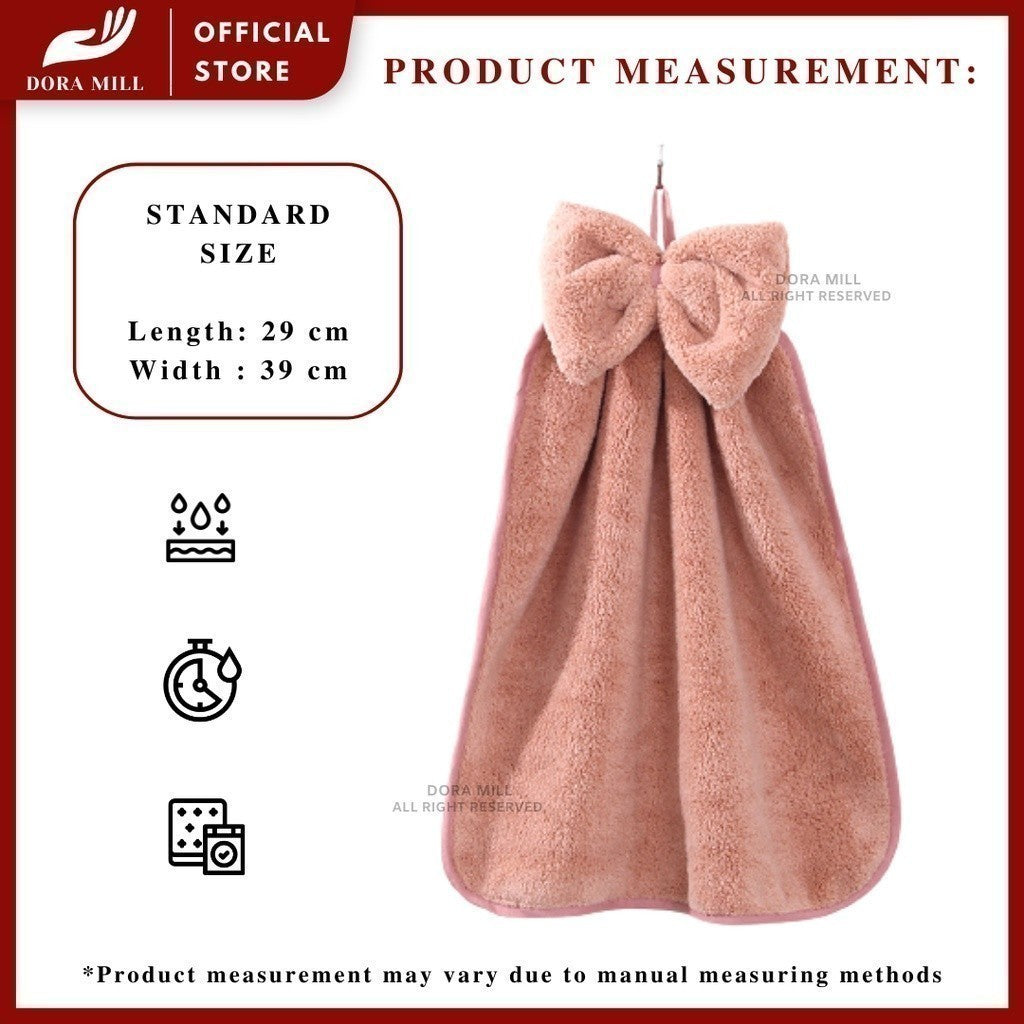 Dora Mill Dapur/Bilik Air Reben Tuala Tangan Bulu Karang – Rekaan Gantung Dinding/Serap Air Kuat &amp; Cepat Kering #WCD