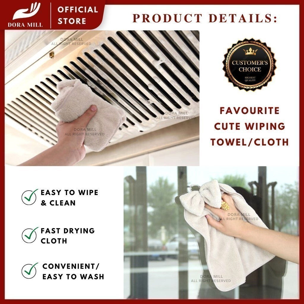 Dora Mill Dapur/Bilik Air Reben Tuala Tangan Bulu Karang – Rekaan Gantung Dinding/Serap Air Kuat &amp; Cepat Kering #WCD