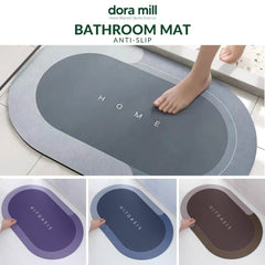 DORAMILL Water Absorbent Anti-Slip Diatom Mud Pad Carpet Floor Mat Non-Slip Kitchen Bathroom Mat WCT