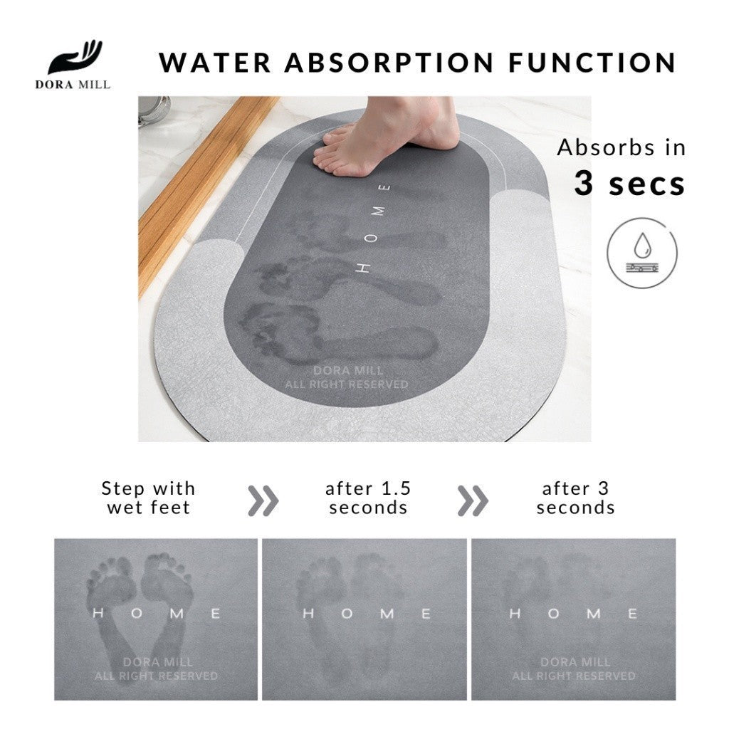 DORAMILL Water Absorbent Anti-Slip Diatom Mud Pad Carpet Floor Mat Non-Slip Kitchen Bathroom Mat WCT