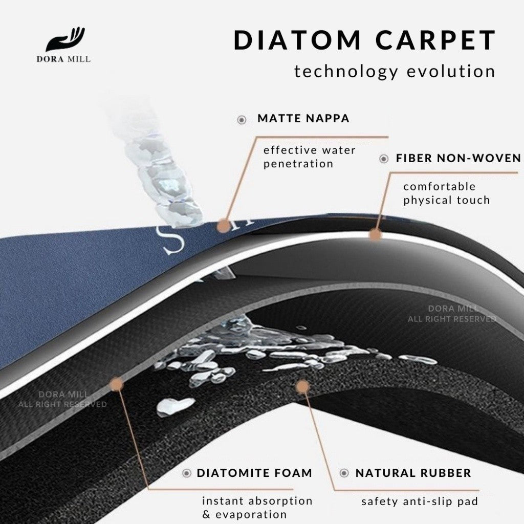 DORAMILL Water Absorbent Anti-Slip Diatom Mud Pad Carpet Floor Mat Non-Slip Kitchen Bathroom Mat WCT