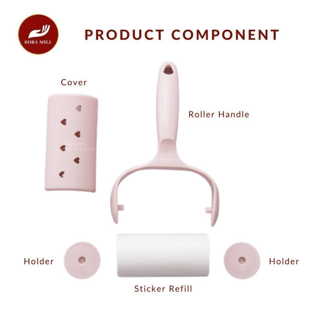 Dora Mill Refillable Lint Roller Dust Remover – Sticker Roller Brush for Clothes, Furniture, Carpet, Pet Fur, Dust, and Dirt #HRA