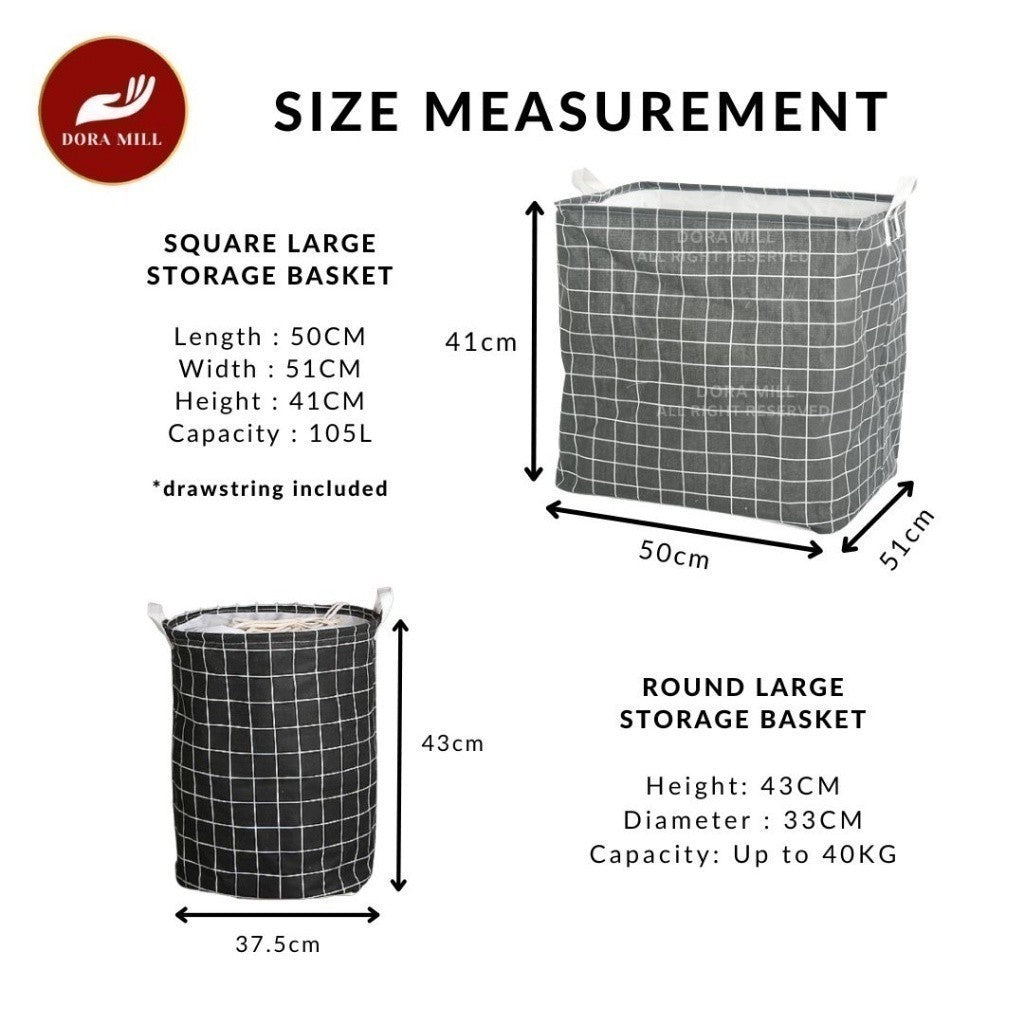 DORAMILL Foldable Laundry Basket Storage Box Waterproof Large Square Bag Big Laundry Basket 106L#ASD