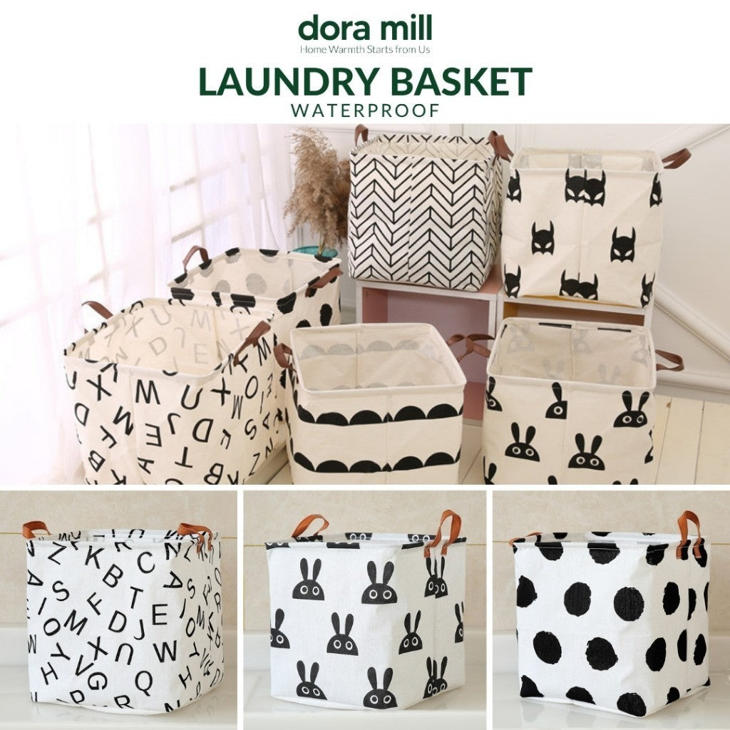 Kotak Penyimpanan Boleh Lipat Linen Kapas Kalis Air Dora Mill – Pengatur Storan Rumah #ASC 