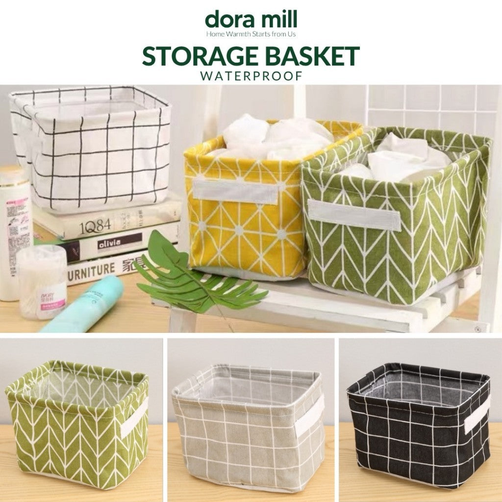 Dora Mill Waterproof Cotton Linen Foldable Storage Box – Desktop Organizer /Sundries Storage Basket #ASA