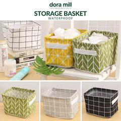 Dora Mill Waterproof Cotton Linen Foldable Storage Box – Desktop Organizer /Sundries Storage Basket #ASA