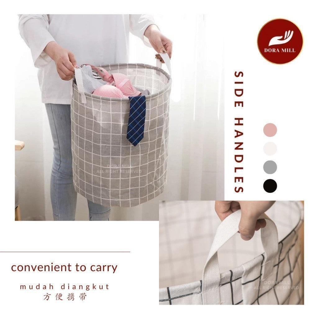Dora Mill Waterproof  Foldable Laundry Basket / Storage Bag – Linen Cotton Home Organizer Basket #ASB