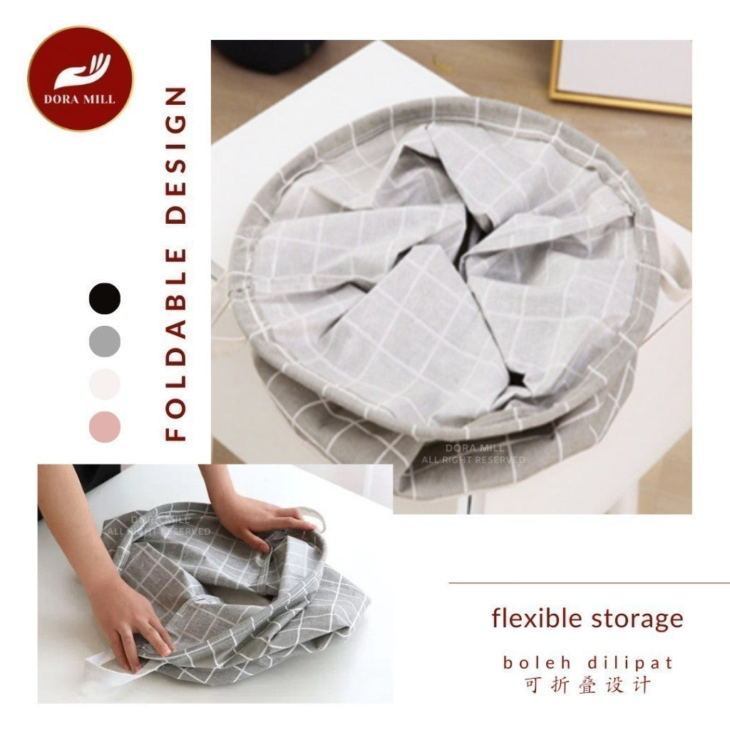 Dora Mill Waterproof  Foldable Laundry Basket / Storage Bag – Linen Cotton Home Organizer Basket #ASB