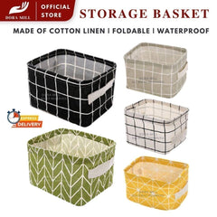 Dora Mill Waterproof Cotton Linen Foldable Storage Box – Desktop Organizer /Sundries Storage Basket #ASA