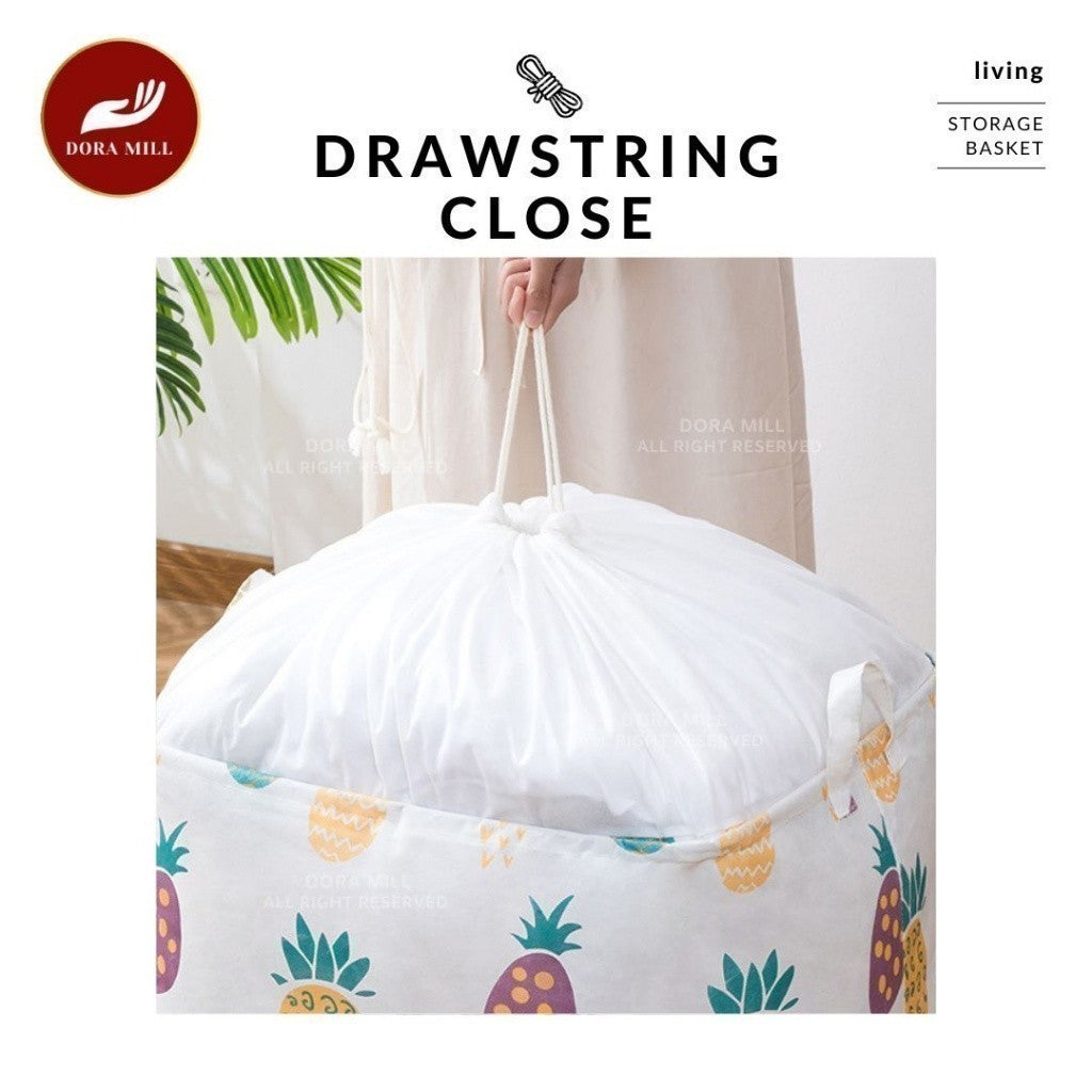 Kotak Penyimpanan Boleh Lipat Linen Kapas Kalis Air Dora Mill – Pengatur Storan Rumah #ASC 
